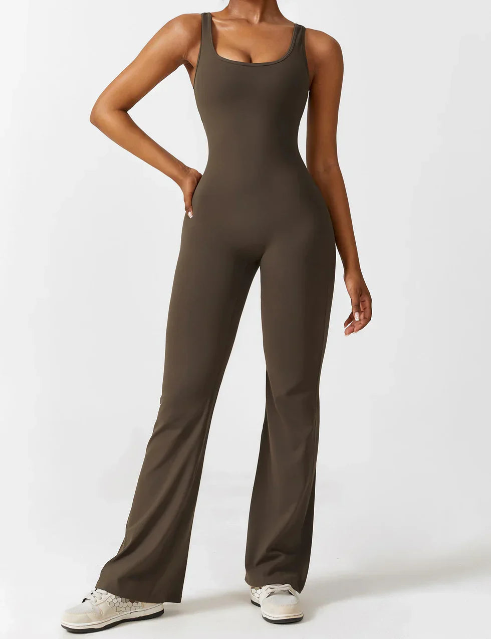 Elena - Flared V-Back Jumpsuit (1+1 FREE)