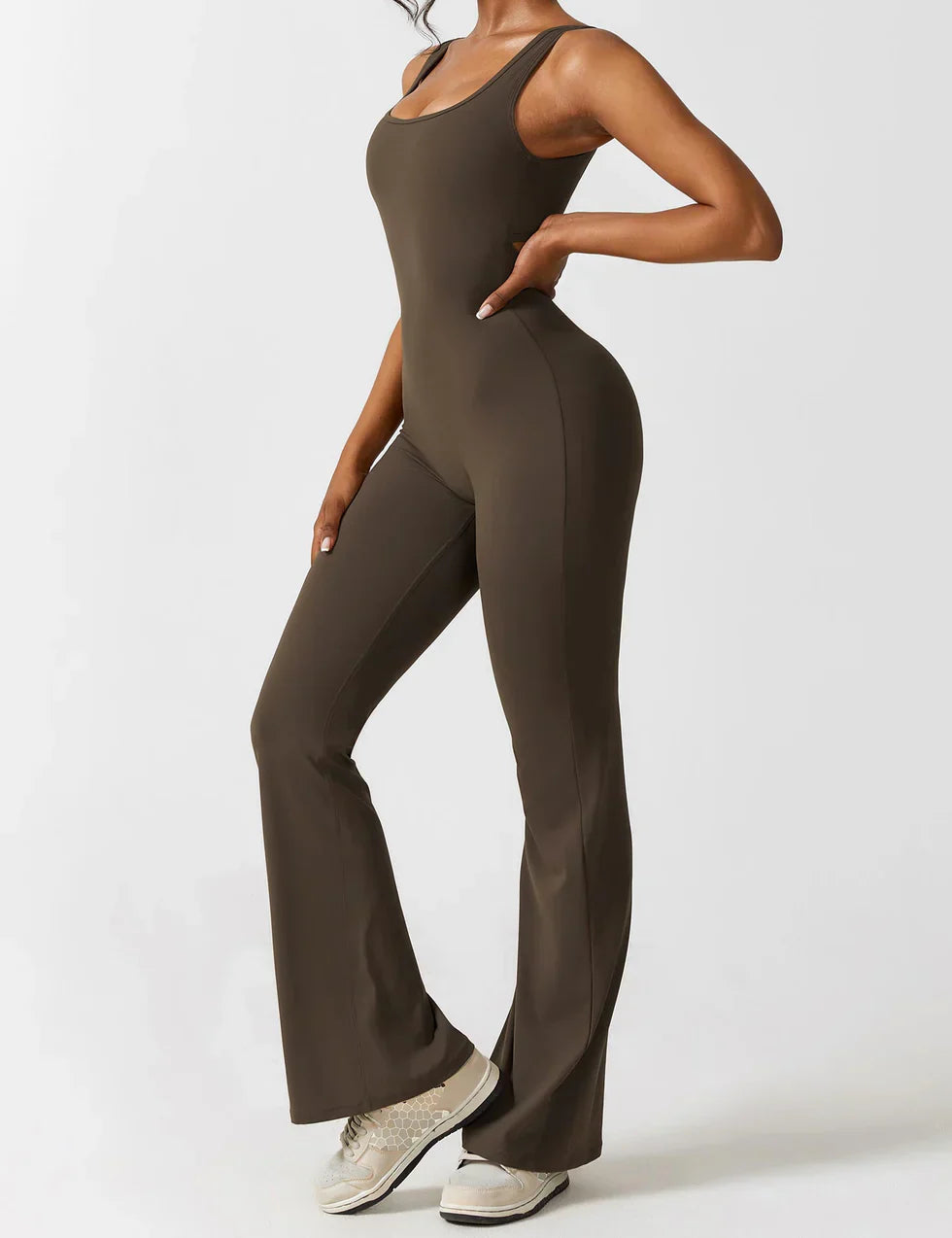 Elena - Flared V-Back Jumpsuit (1+1 FREE)