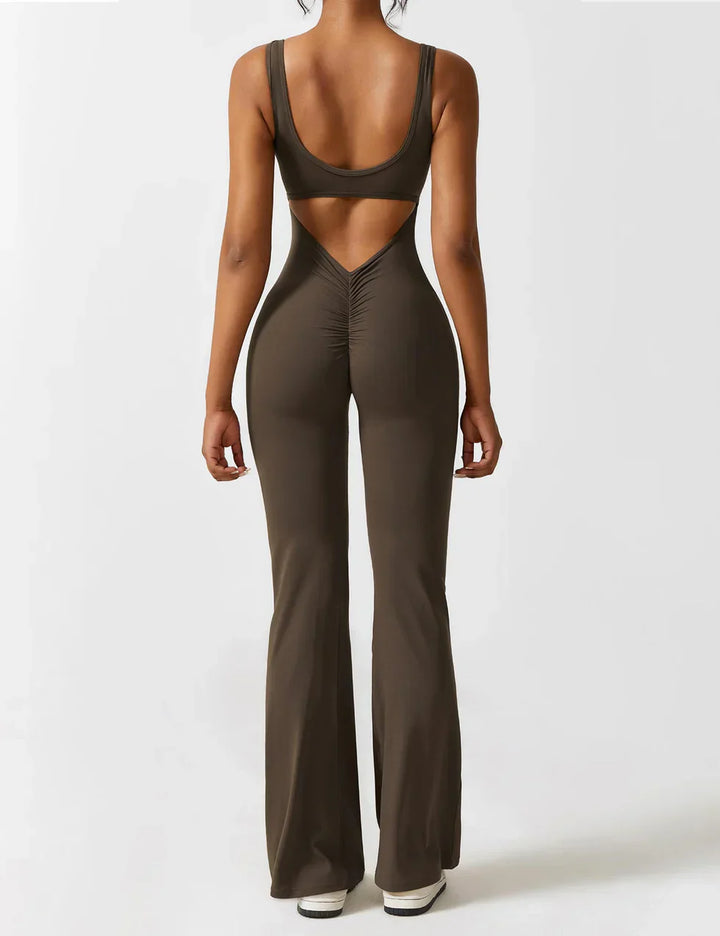 Elena - Flared V-Back Jumpsuit (1+1 FREE)