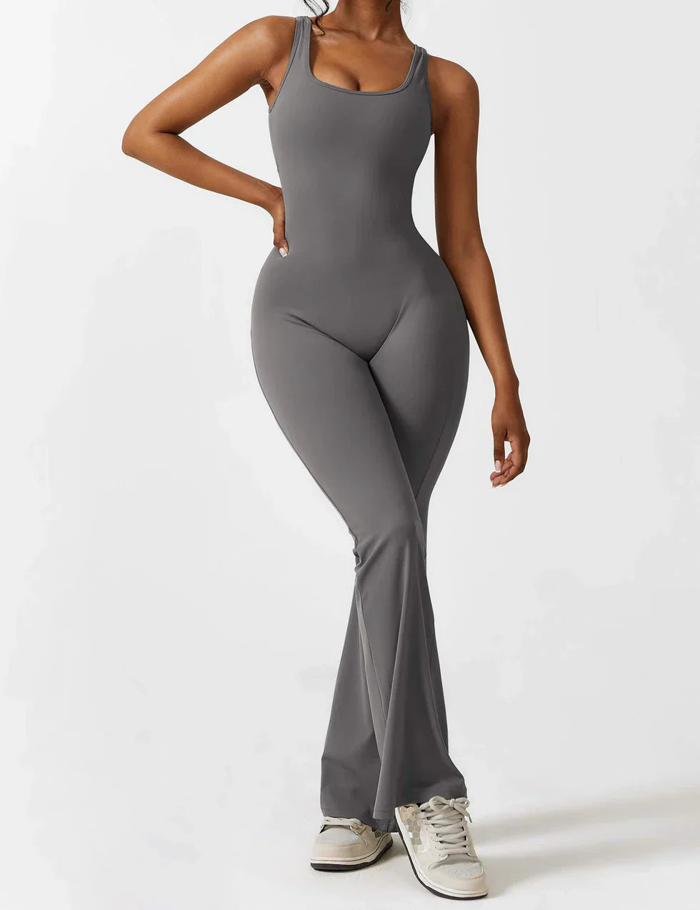 Elena - Flared V-Back Jumpsuit (1+1 FREE)