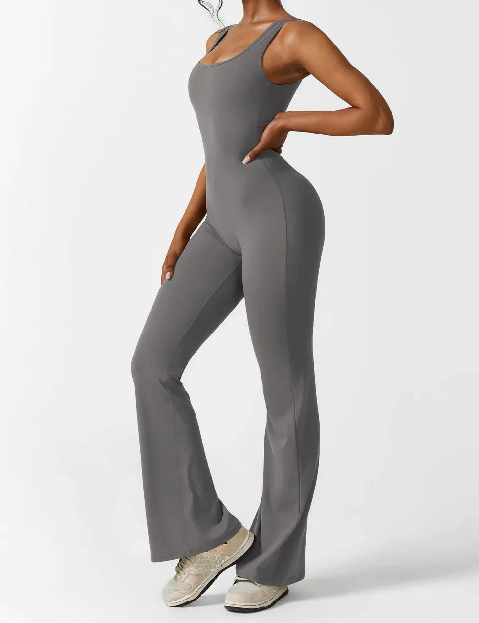 Elena - Flared V-Back Jumpsuit (1+1 FREE)