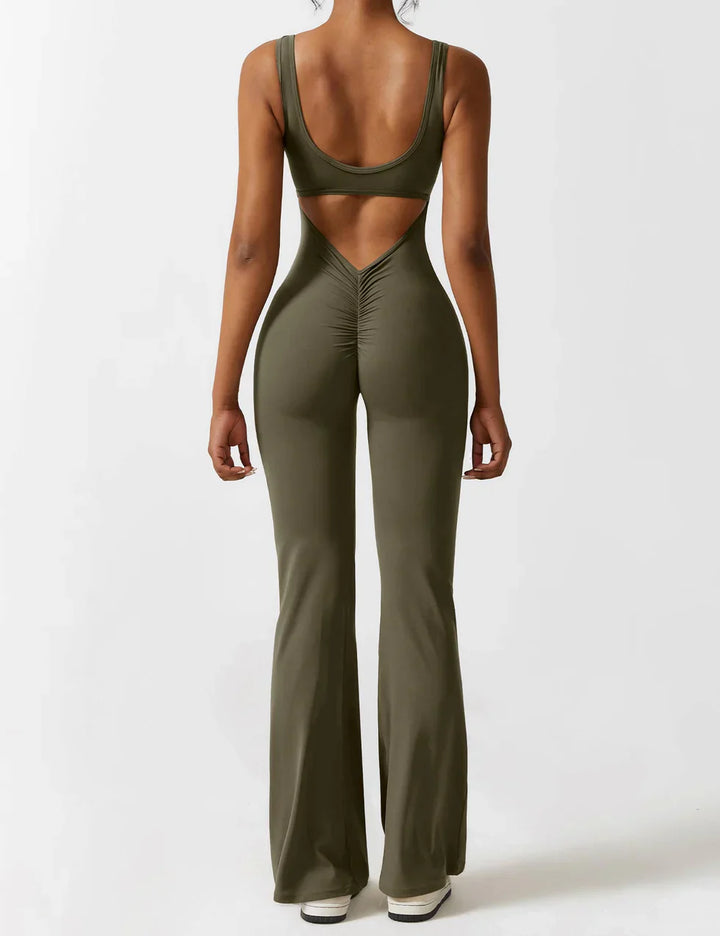 Elena - Flared V-Back Jumpsuit (1+1 FREE)