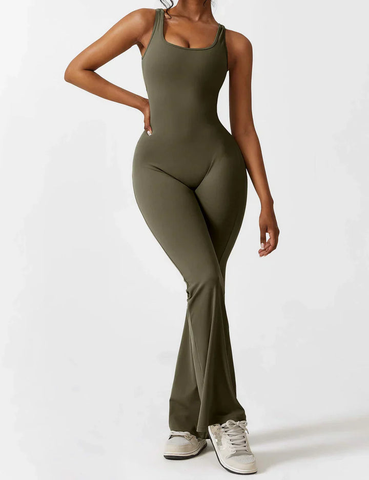 Elena - Flared V-Back Jumpsuit (1+1 FREE)