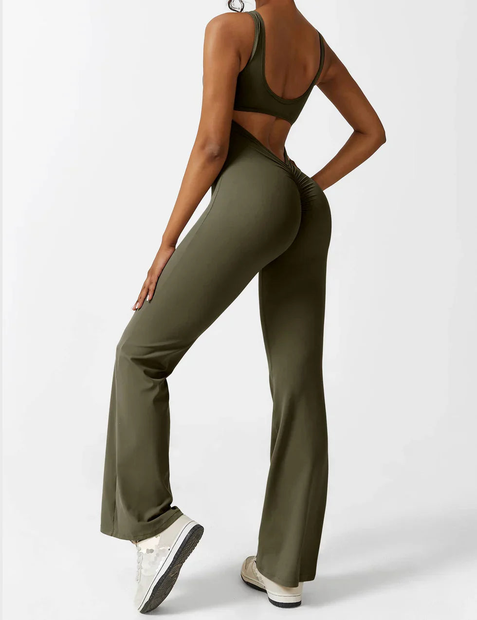 Elena - Flared V-Back Jumpsuit (1+1 FREE)