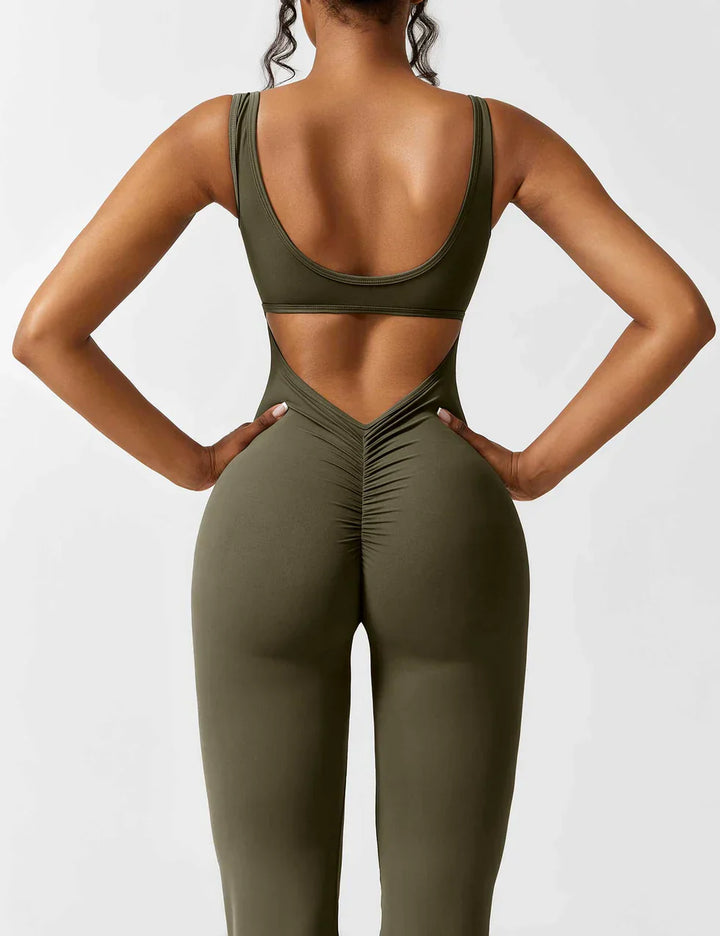 Elena - Flared V-Back Jumpsuit (1+1 FREE)