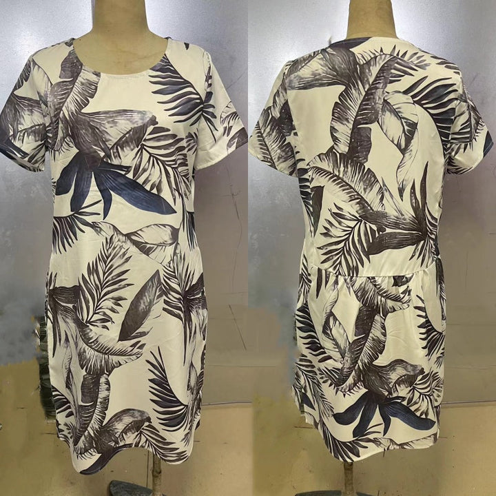 Women's Dress with Stylish Round Neck and Beautiful Botanical Print