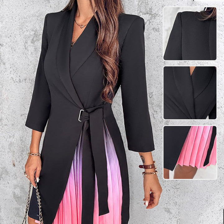 Stylish Ombre Pleated Blazer Dress